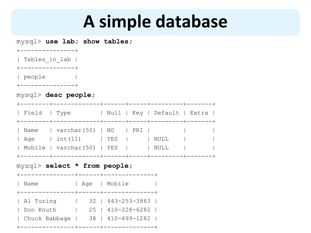 a simple database 1