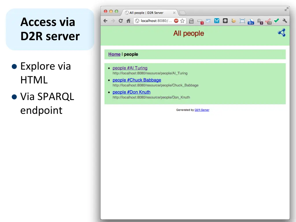 access via d2r server 1
