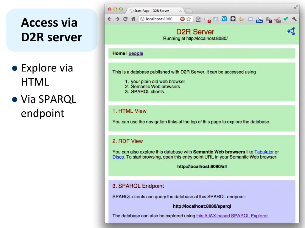 access via d2r server