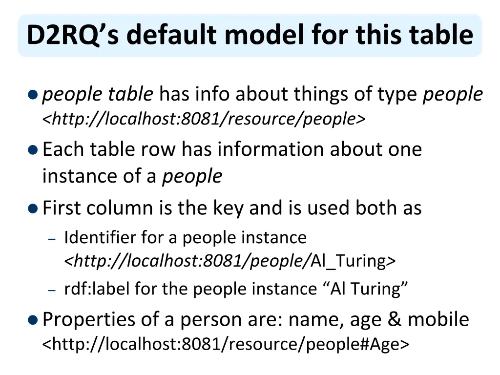 d2rq s default model for this table