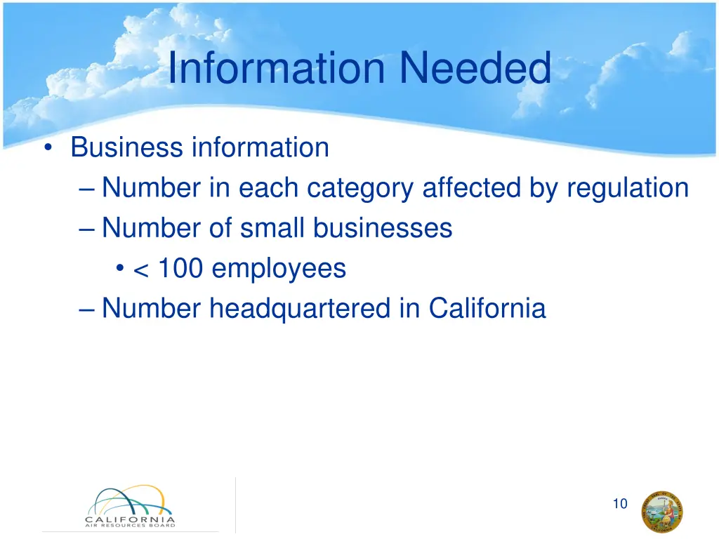 information needed