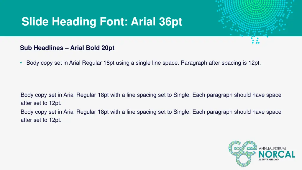 slide heading font arial 36pt