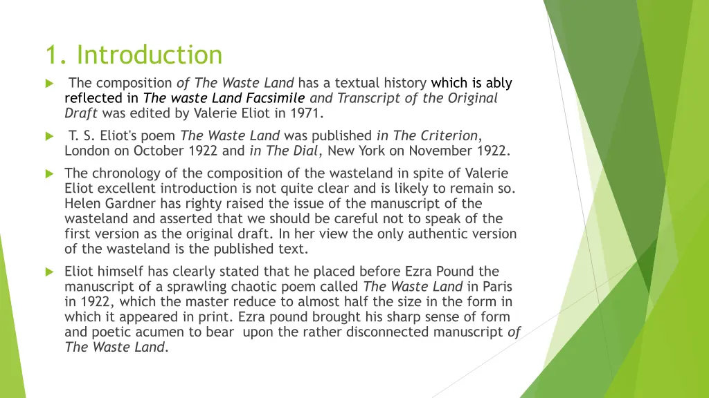 1 introduction the composition of the waste land