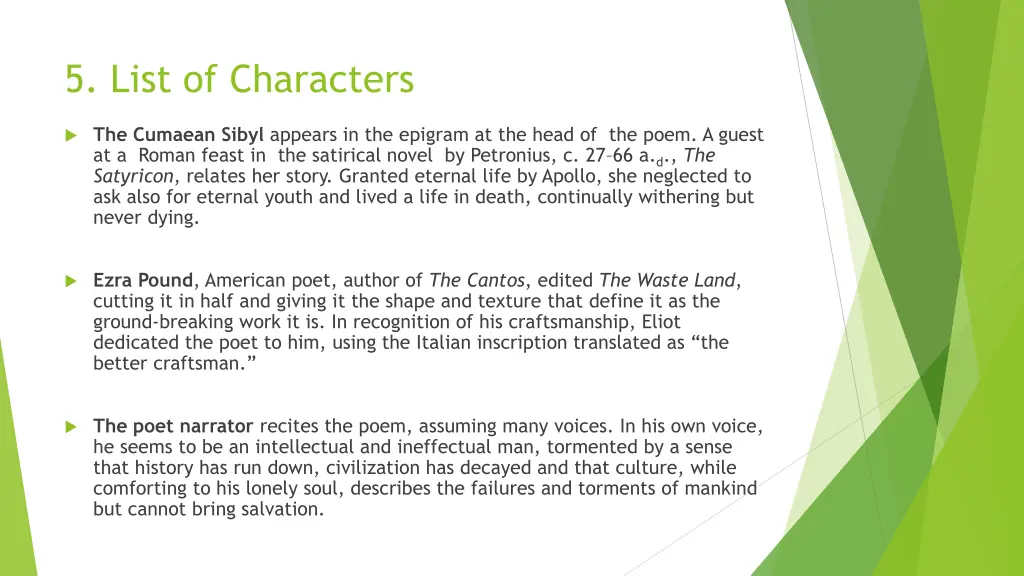 5 list of characters