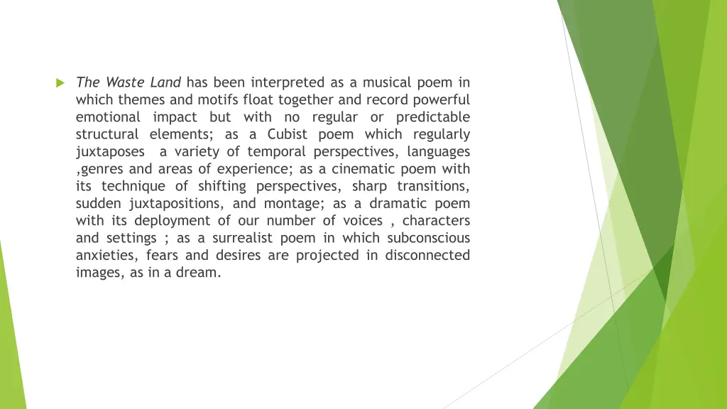 the waste land has been interpreted as a musical