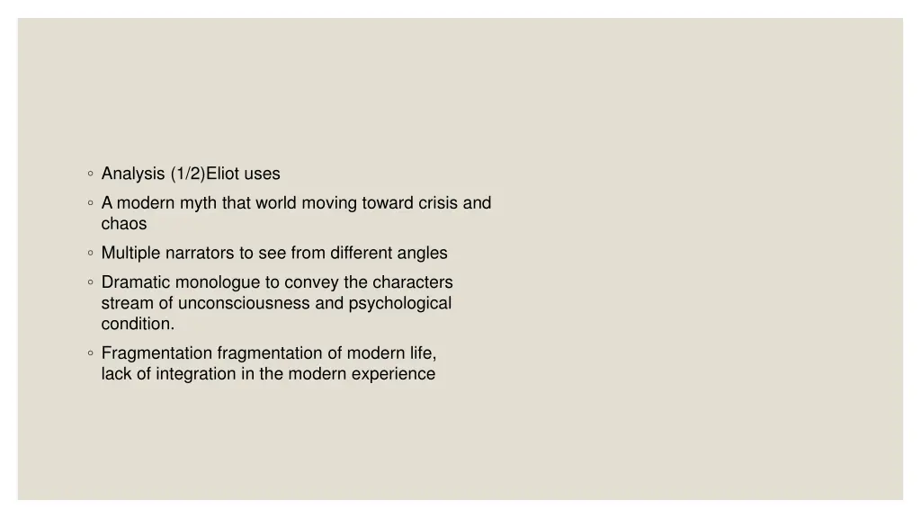 analysis 1 2 eliot uses a modern myth that world
