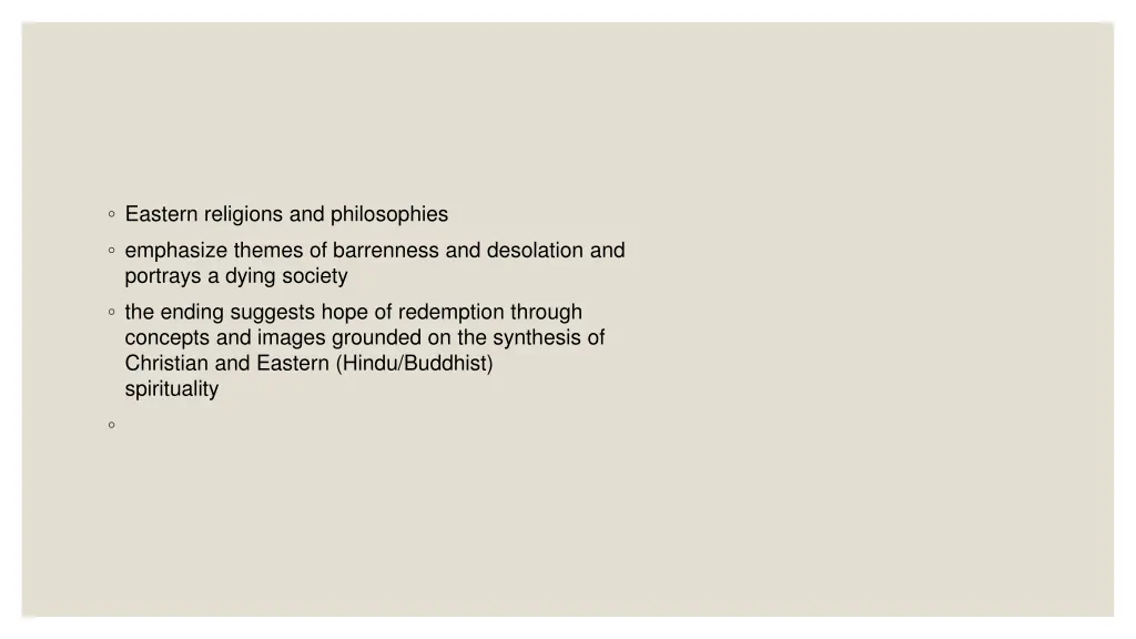 eastern religions and philosophies emphasize
