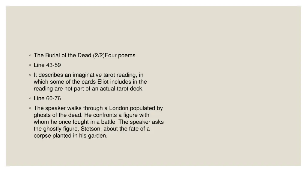 the burial of the dead 2 2 four poems line