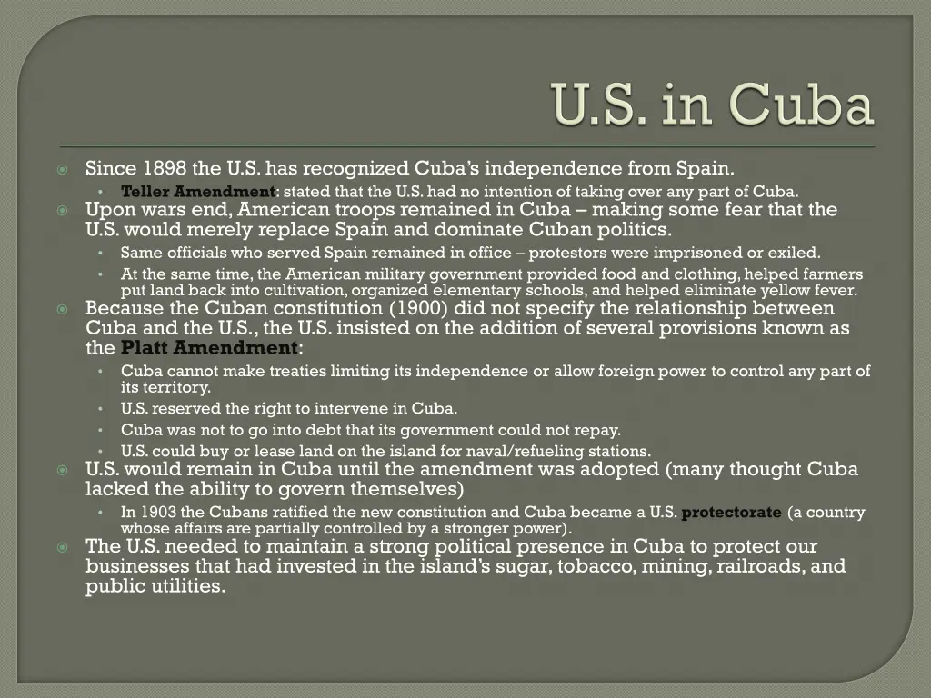 since 1898 the u s has recognized cuba