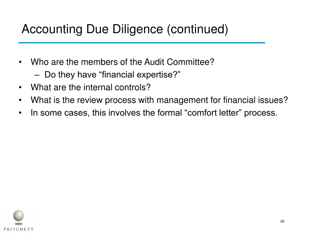 accounting due diligence continued
