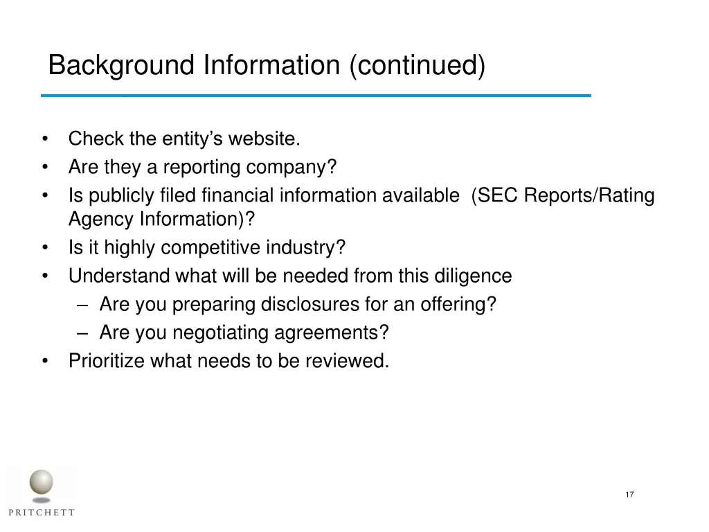 background information continued