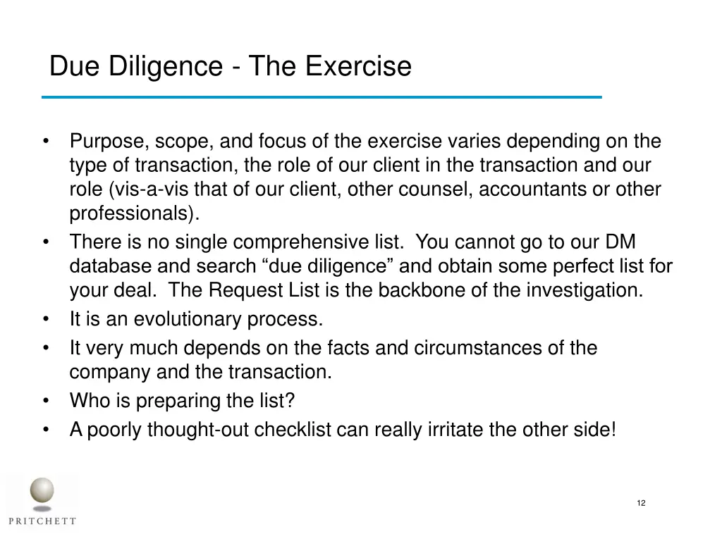 due diligence the exercise