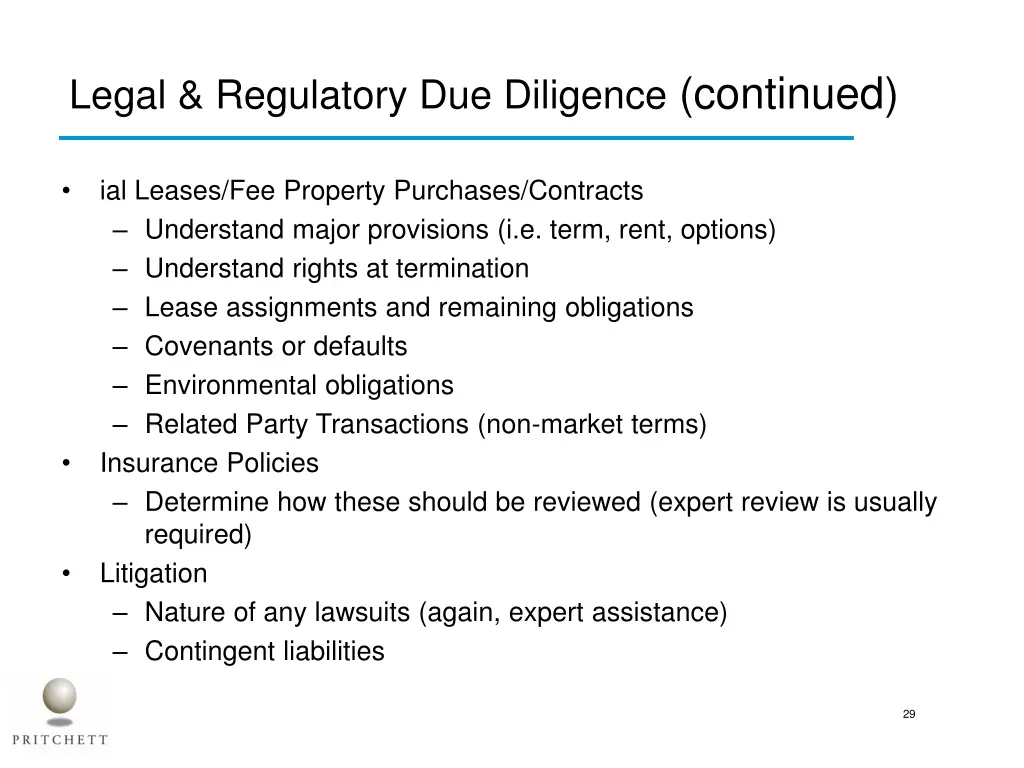legal regulatory due diligence continued 1