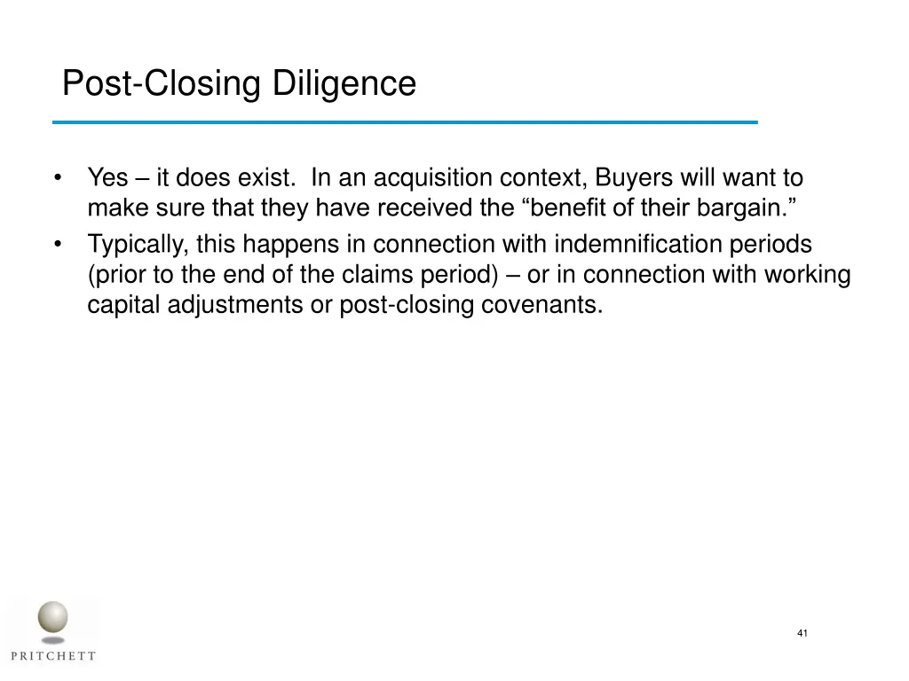 post closing diligence