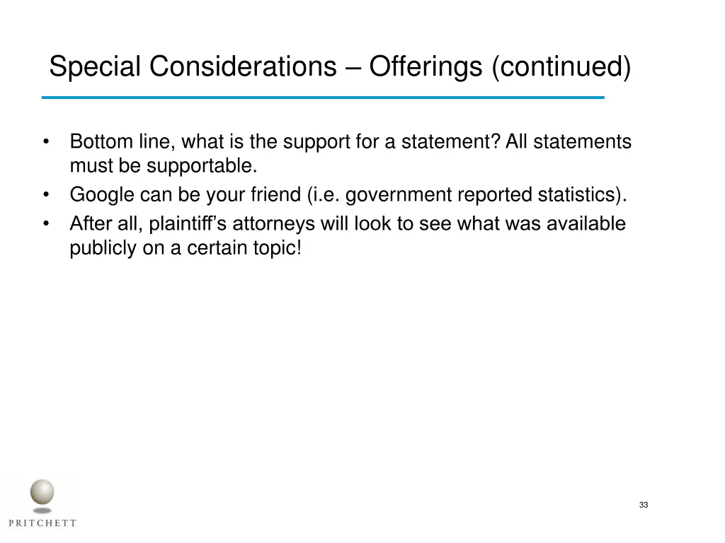 special considerations offerings continued