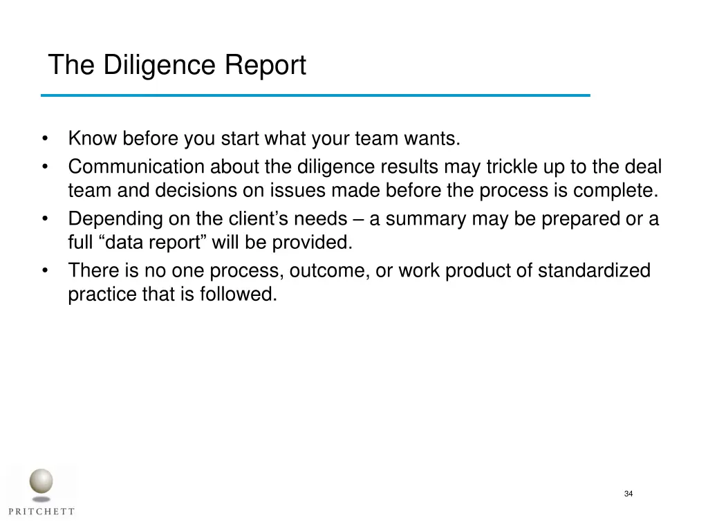 the diligence report