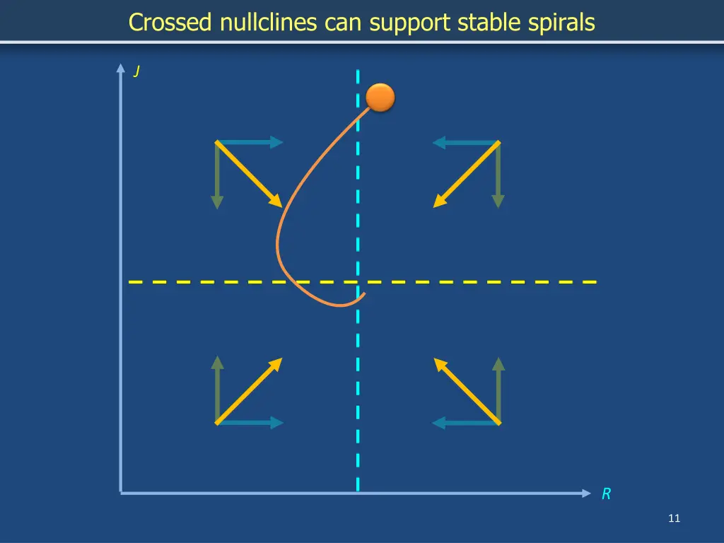 crossed nullclines can support stable spirals