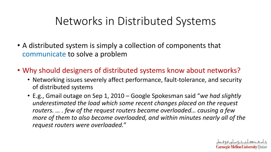 networks in distributed systems