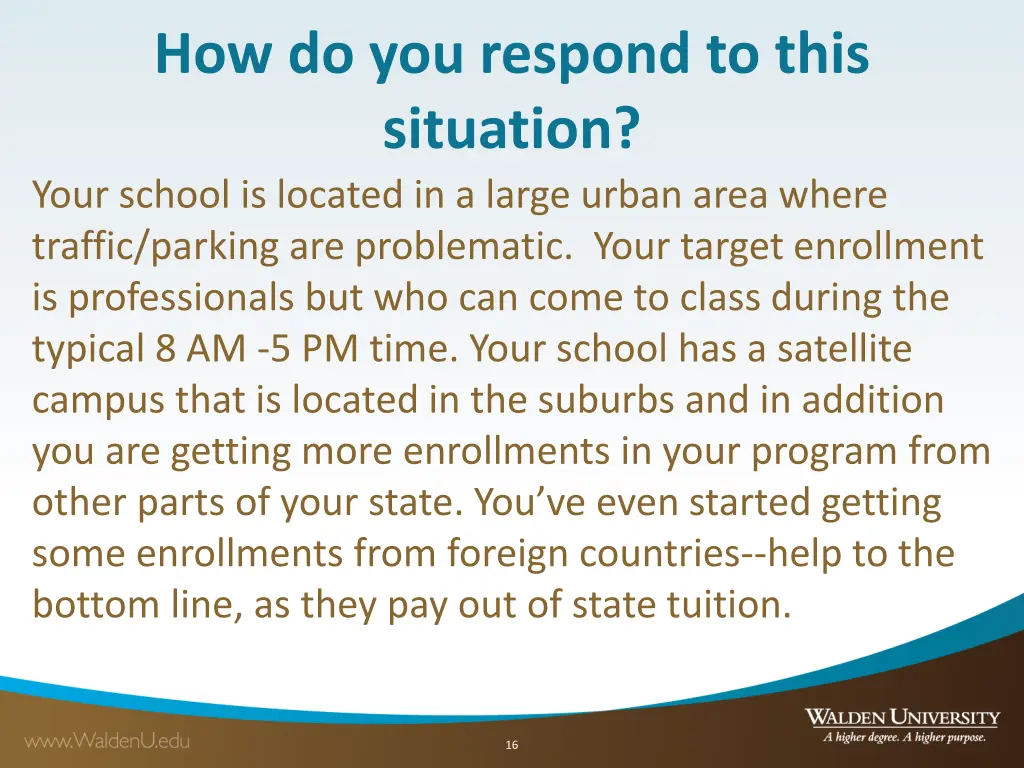 how do you respond to this situation your school