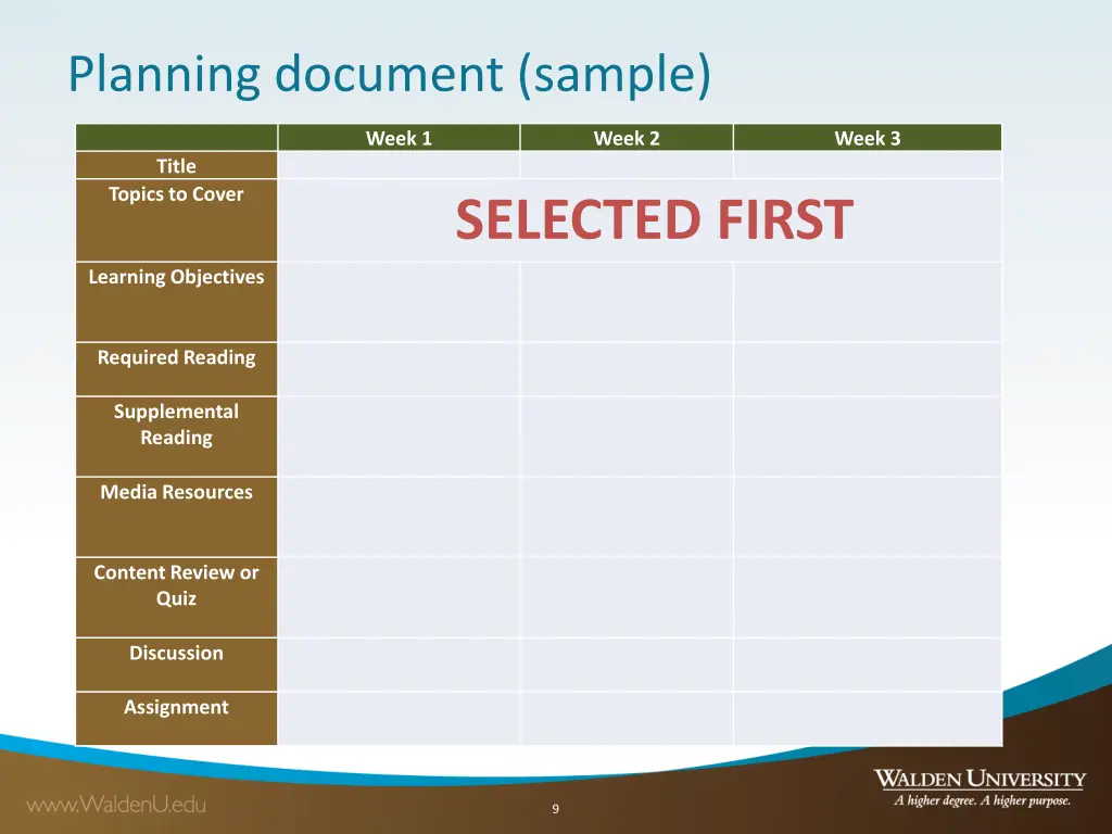 planning document sample 1