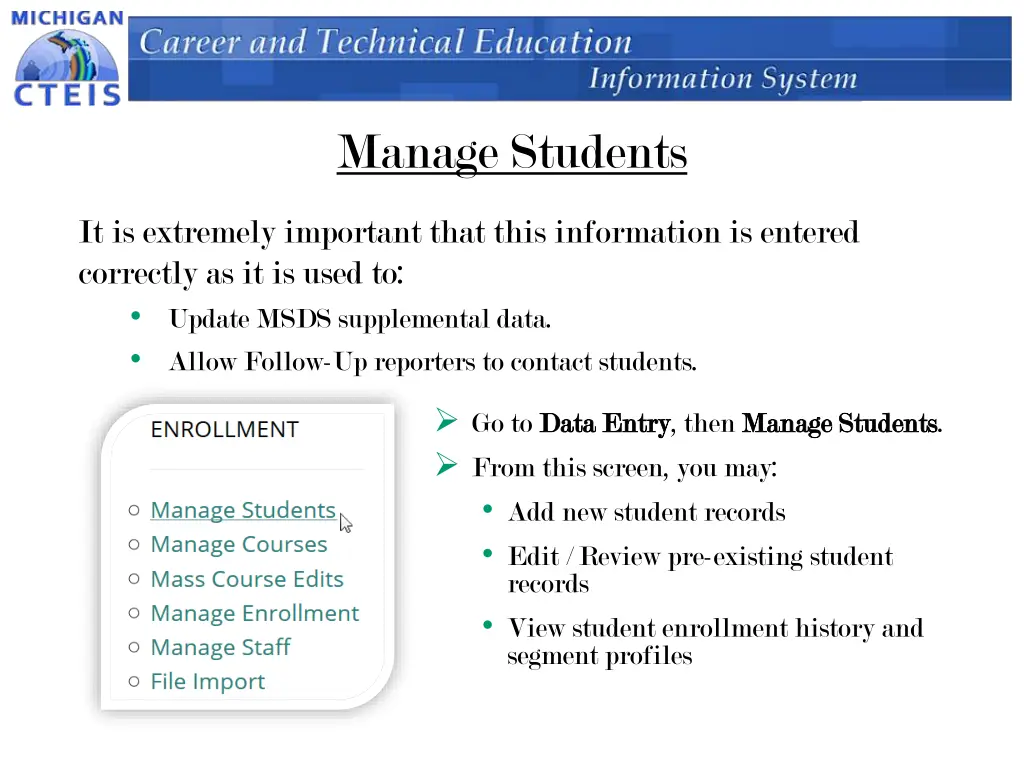 manage students