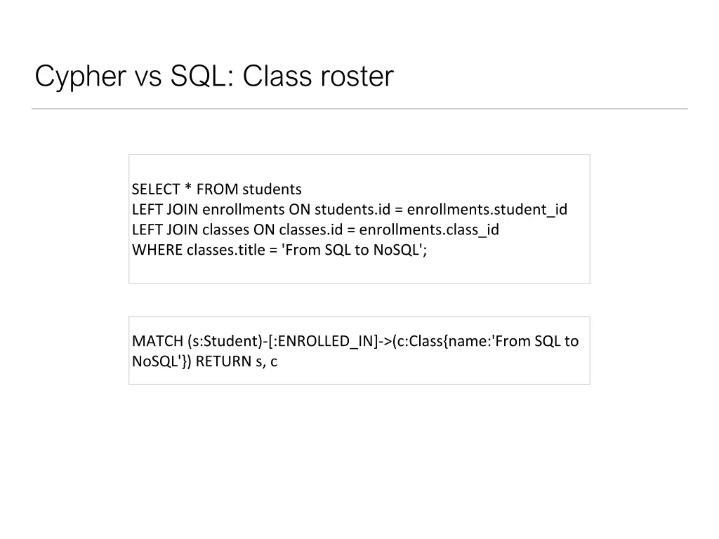 cypher vs sql class roster