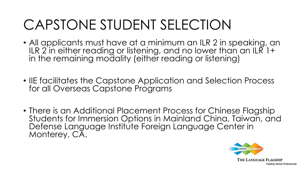 capstone student selection