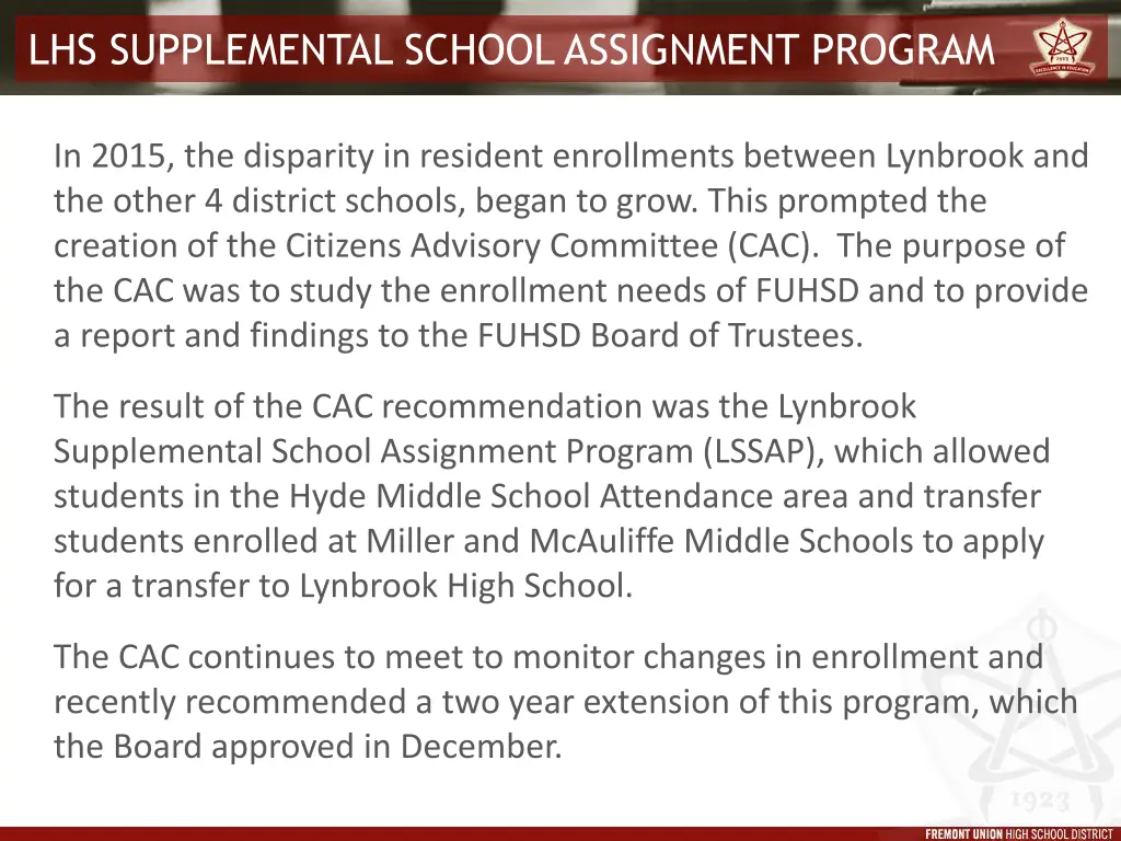 lhs supplemental school assignment program