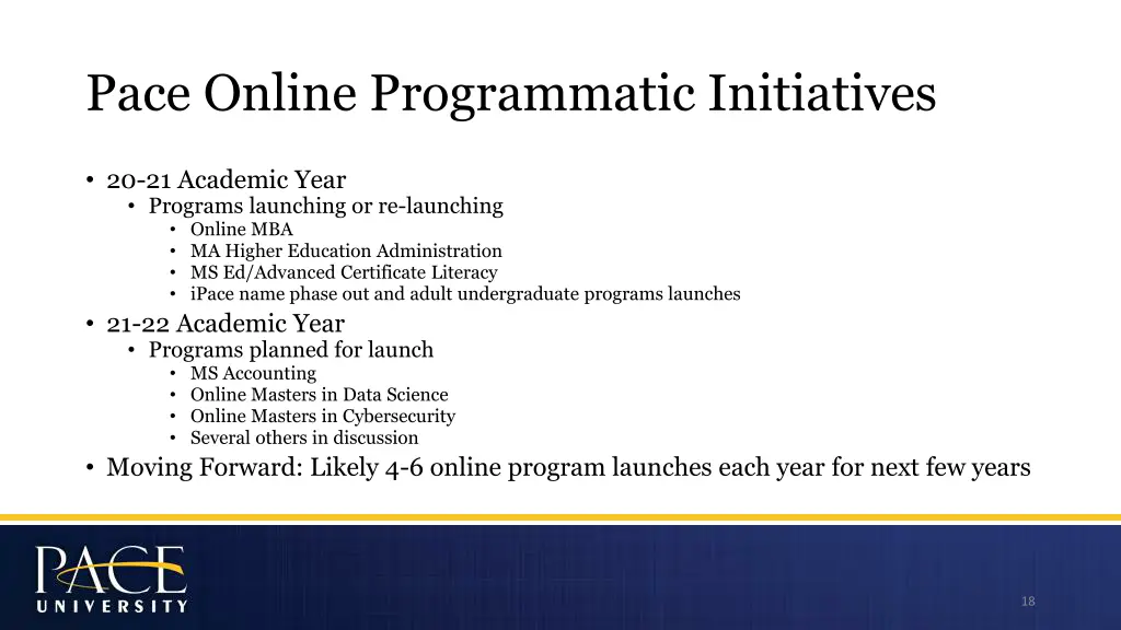 pace online programmatic initiatives