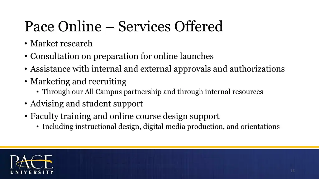 pace online services offered market research