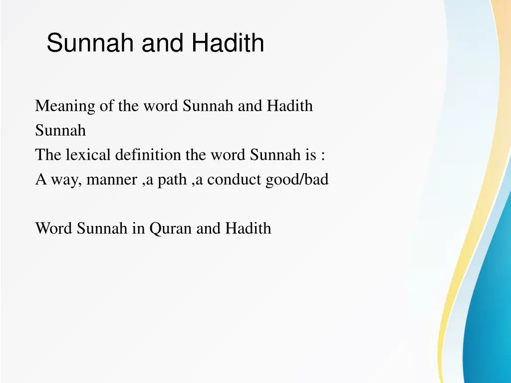 sunnah and hadith