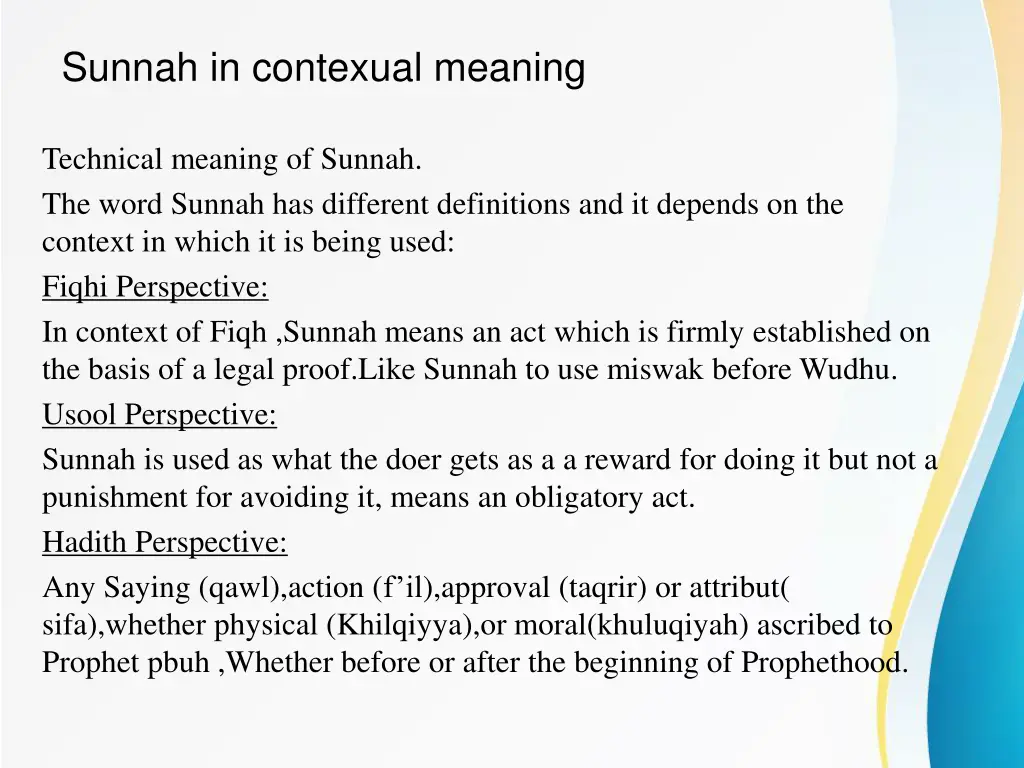 sunnah in contexual meaning