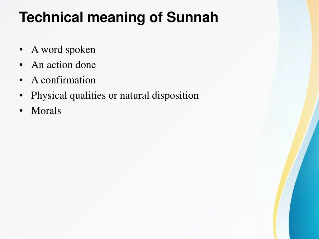 technical meaning of sunnah