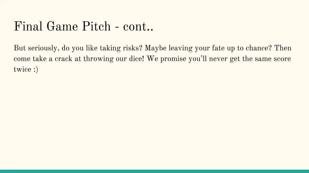 final game pitch cont