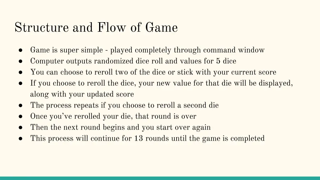 structure and flow of game