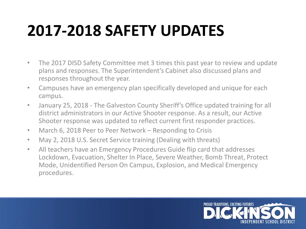 2017 2018 safety updates