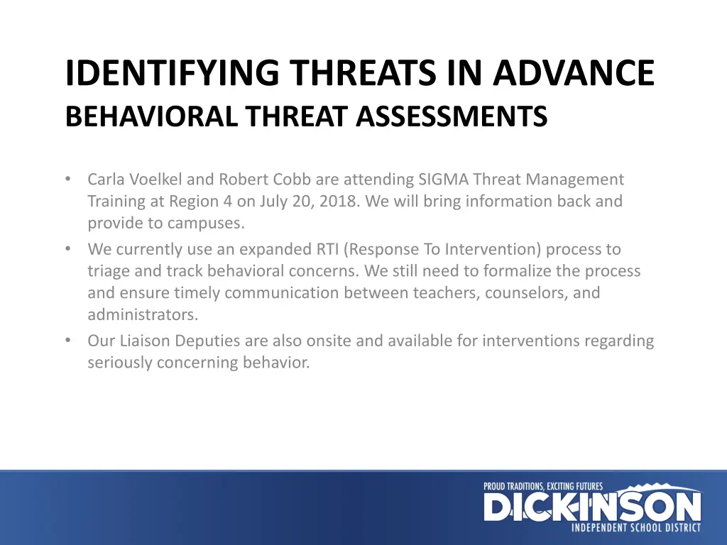 identifying threats in advance behavioral threat