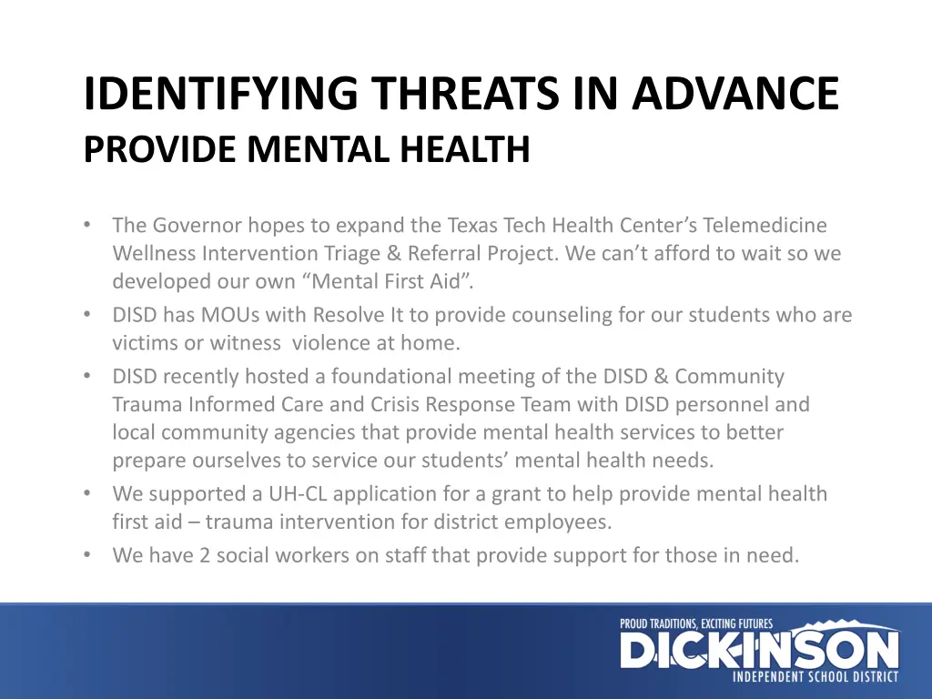 identifying threats in advance provide mental