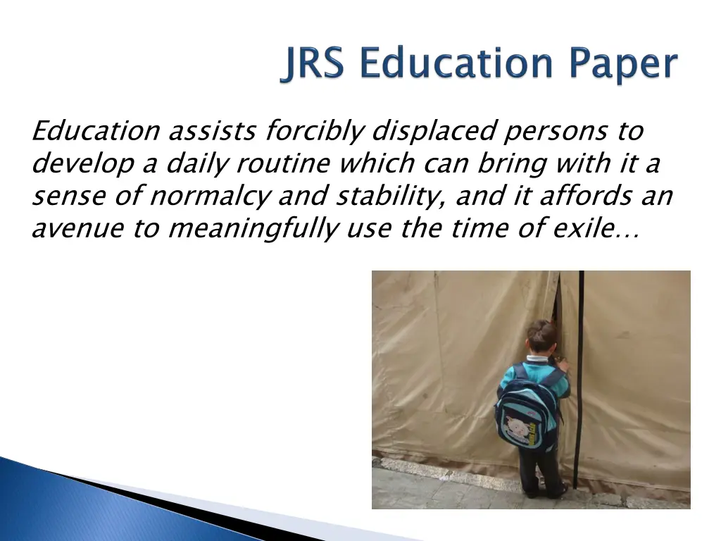 education assists forcibly displaced persons