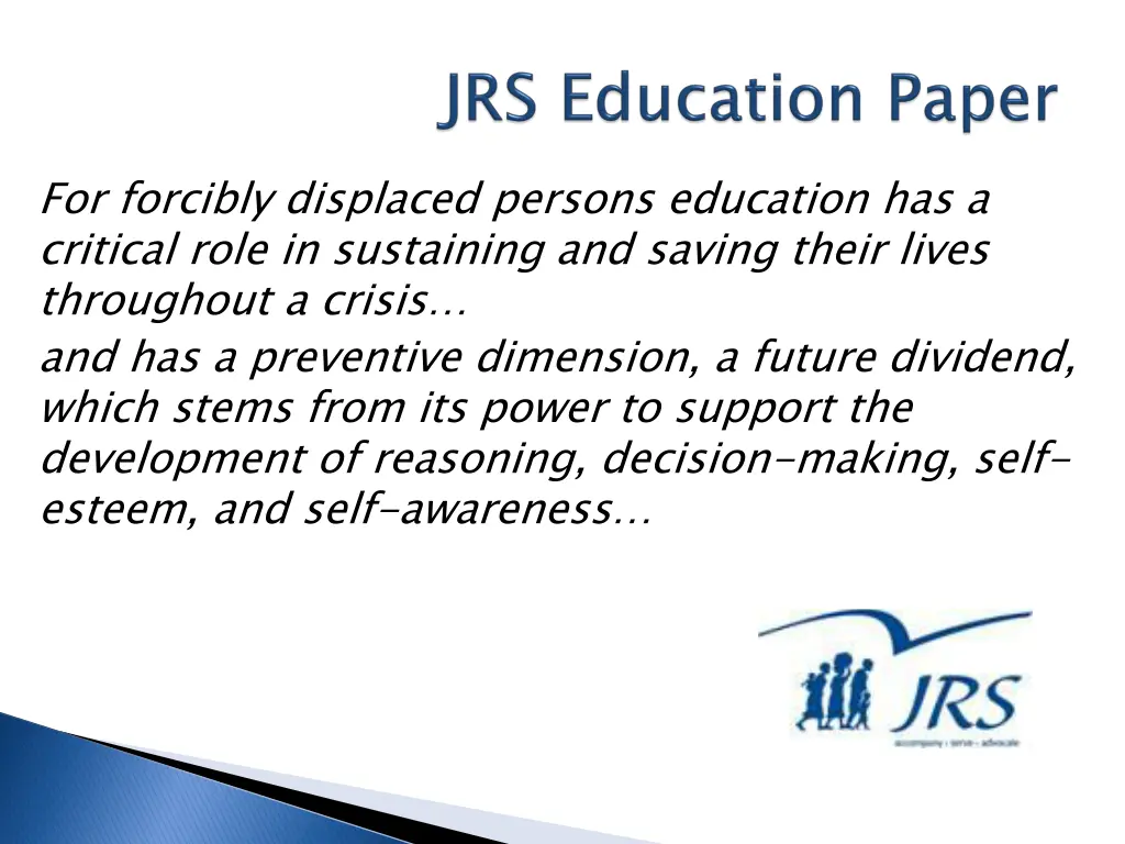 for forcibly displaced persons education