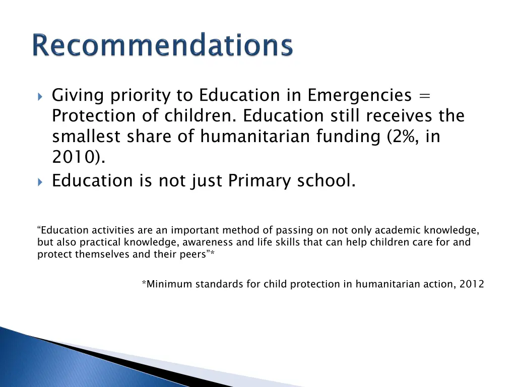 giving priority to education in emergencies