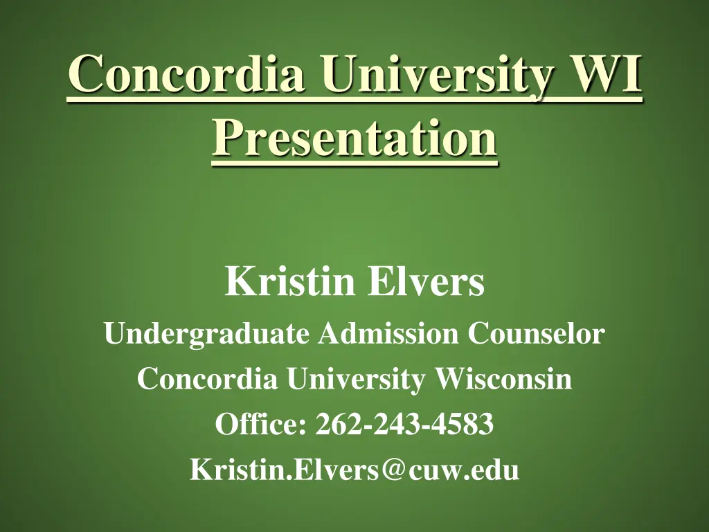 concordia university wi presentation