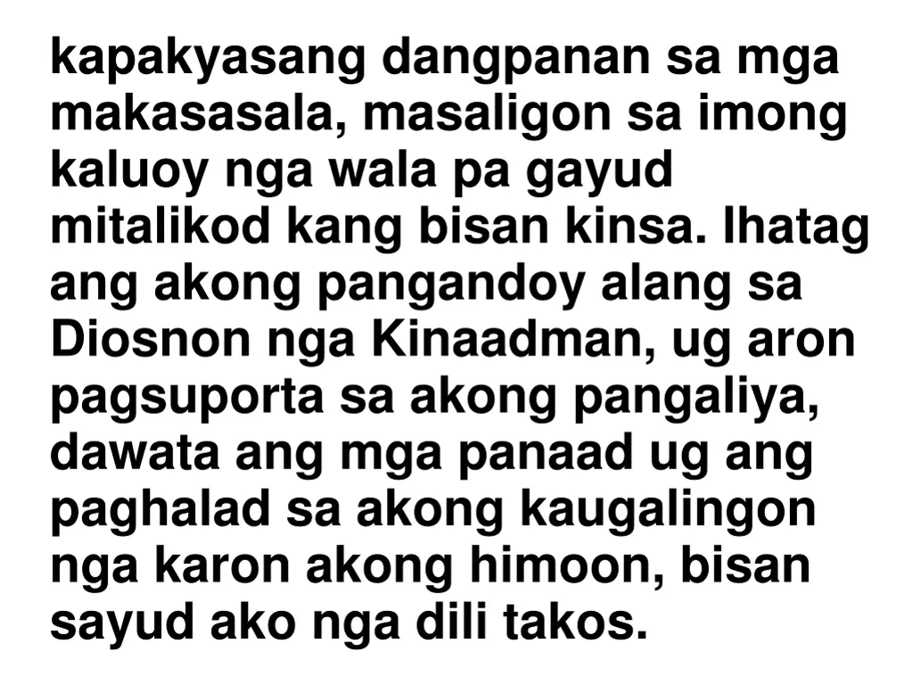 kapakyasang dangpanan sa mga makasasala masaligon