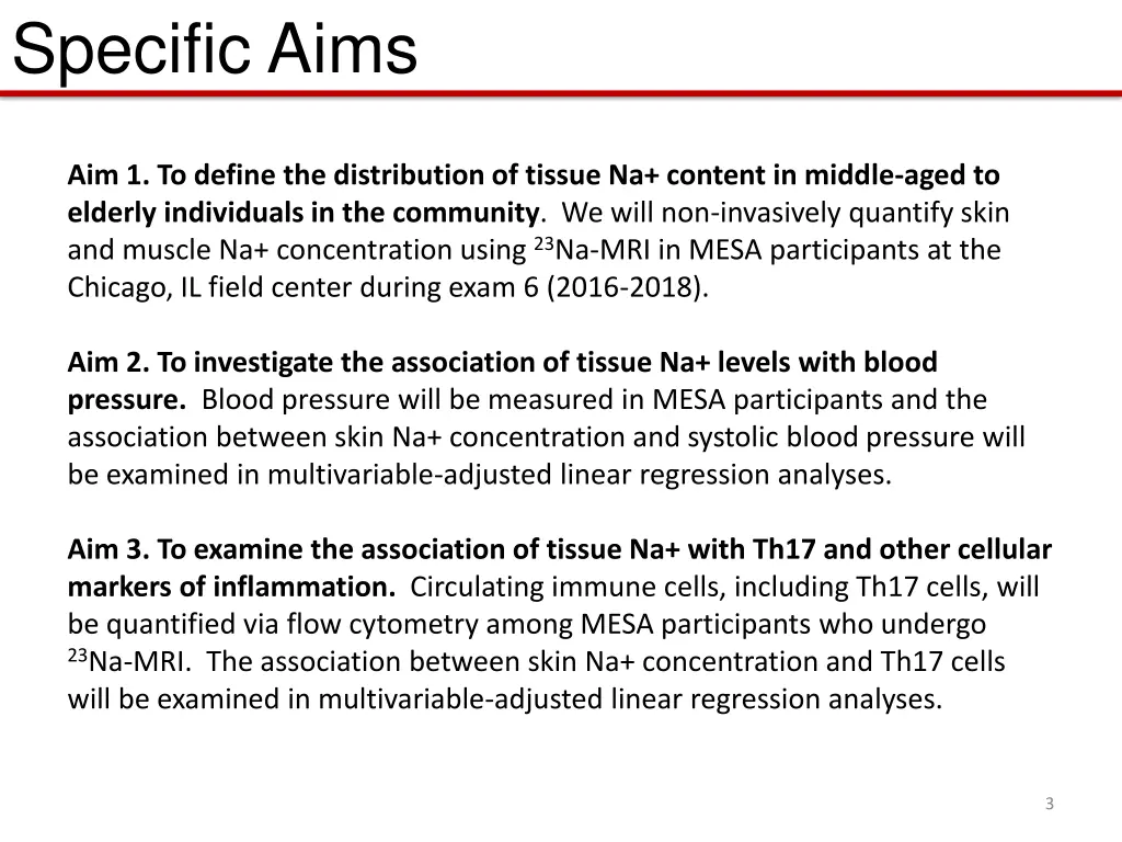 specific aims