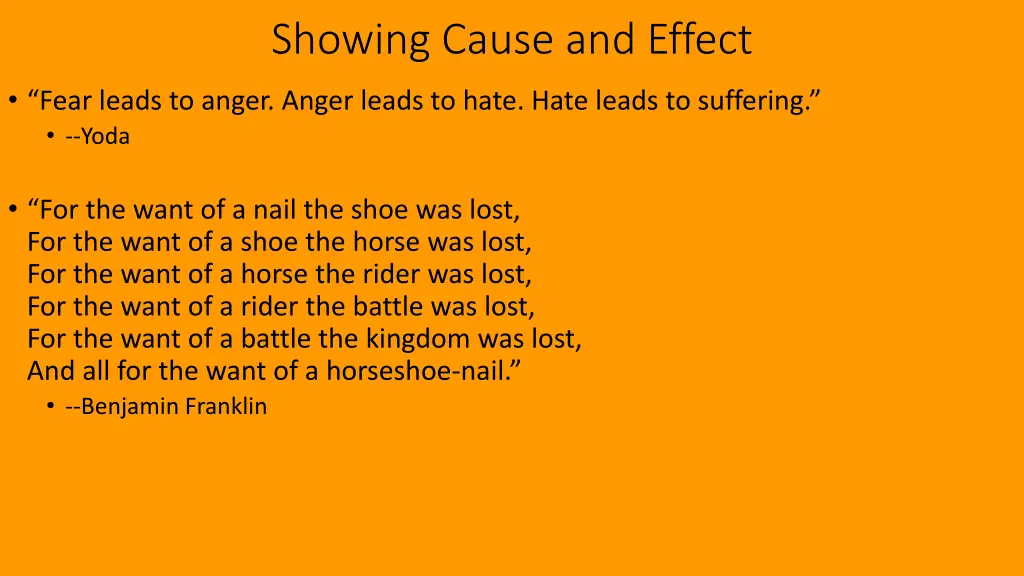 showing cause and effect