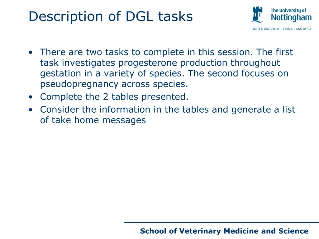 description of dgl tasks