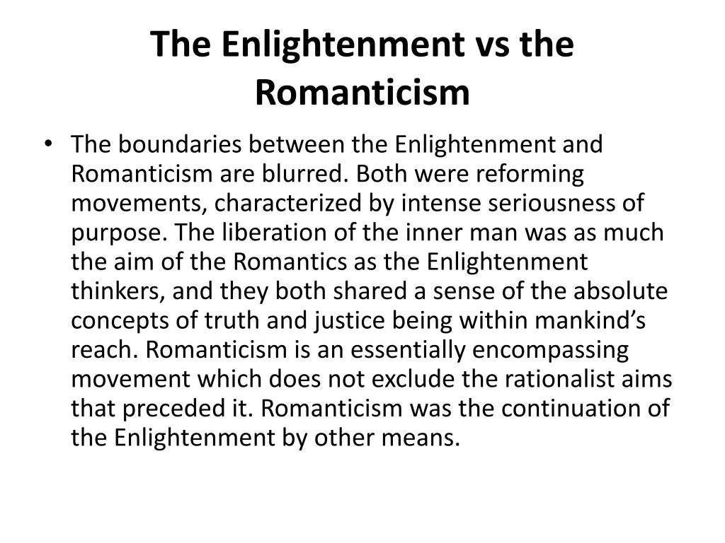 the enlightenment vs the romanticism 1