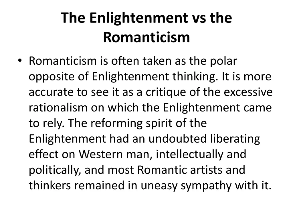 the enlightenment vs the romanticism