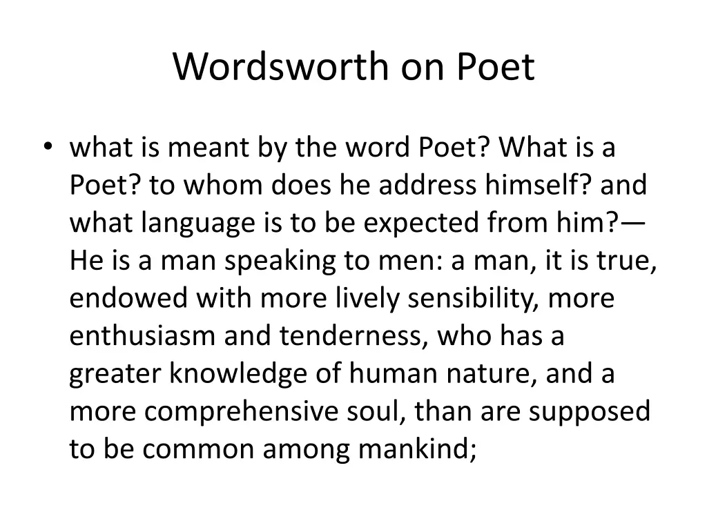 wordsworth on poet