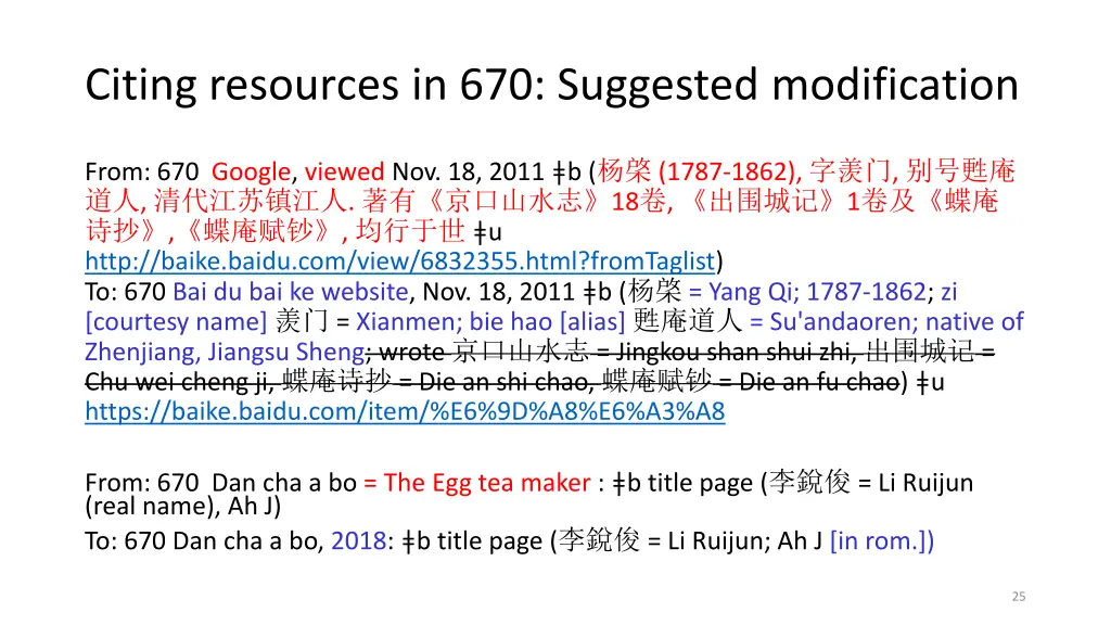 citing resources in 670 suggested modification